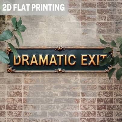 1pc 2D Flat Design, Vintage Dramatic Export Metal Sign - Themed On Rural Play, Size 9.98X39.98cm, Distressed Gold And Black Design, Suitable For Home, Bar, Office, Theater, Metal Wall Art Decor