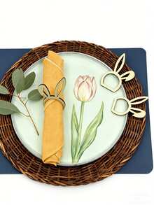 1/3/5/8/10pcs Cute Wooden Napkin Rings | Easter Bunny Design, Suitable For Easter And Rabbit Themed Parties | Wooden Material, No Assembly Required - Multicolor - View 6