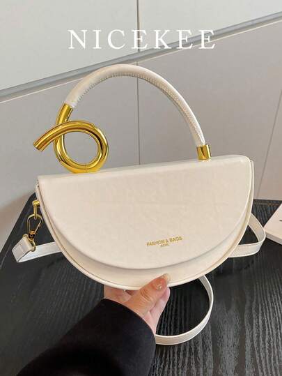 Niche Design Women's Handbag, Fashionable Retro High-Quality Textured Crossbody Bag, Solid Color Versatile Underarm Saddle Bag, Casual Versatile Style, Suitable For Daily Outings, Travel And Commuting For Office Workers.
