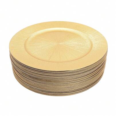 50 Pieces Of 13-Inch Gold Round Dinner Plates, Elegant Disposable Tableware With Patterns, Birthday Party Proposal Ceremony Wedding Celebration High-End Table Decoration