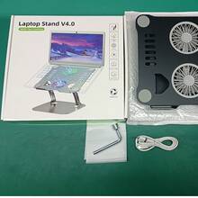Soporte para portátil con dobles ventiladores, hecho de aluminio puro que es resistente a la oxidación y hermoso, enfriamiento rápido, plegable, ajustable y duradero. - Ver 11