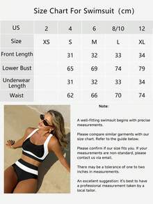 Swmmer Liket Women's Contrast Color Athleisure Bikini Swimsuit Set For Beach Vacation - Nhiều màu - Xem 6