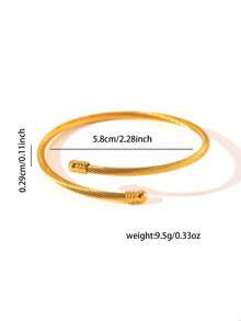 1 pieza/2 piezas Set, Brazalete minimalista de acero inoxidable de moda para mujer, Brazalete abierto en forma de C de acero inoxidable chapado en oro, Regalo para amigos y familiares - Dorado - Ver 6