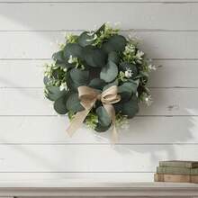 Spring Wreath Farmhouse Green Eucalyptus Wreath Artificial Greenery Wreath For Front Door - View 1