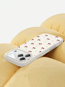 1pc Fashionable & Sweet Full-Screen Bow, Cherry, Black Heart Pattern Liquid Silicone Shockproof Soft Phone Case, Compatible With Apple 11/12/13/14/14Plus/15/15Plus/16/16Plus/17/17Pro - Multicolor - View 2