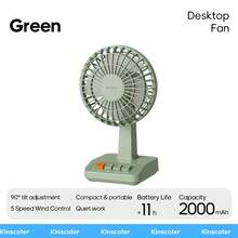 kinscoter 1 pieza Ventilador eléctrico de escritorio mini retro recargable de 2000mAh, acondicionador de aire ventilador de enfriamiento, adecuado para oficina, dormitorio, hotel - Ventilador de Mesa - Ver 13