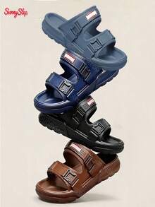 Sandalias de Verano para Hombre Chanclas Cómodas Antideslizantes Ligeras Transpirables Ideales para Playa Piscina Casa Exteriores Uso Diario y Paseos Casuales - Marrón - Ver 2