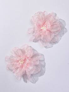 2pcs Teen Girls Flower Decor Fashionable Alligator Hair Clip For Hair Decoration - Pink - View 5