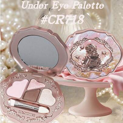 COLORROSE 四色复古西部风眼影盘，提亮+阴影，哑光珠光眼影，高显色持久闪亮眼影，丝滑天鹅绒质地，带镜子，多功能修容高光腮红盘