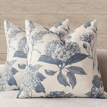 1 Set Linen Floral Printed Cushion Cover, Vintage Farmhouse Bohemian Home Decor Pillow Case For Sofa, Chair, Bedroom, Living Room
