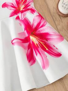 BASUSARRI Abito da ragazza con stampa floreale, stile vacanziero, con spalla asimmetrica, elegante e versatile per vacanze e uscite estive, abito lungo da ragazza per l'estate - Bianco - Visualizzare 7