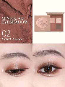 JOOCYEE迷你四色眼影盘，显色度高，持久不脱妆，日常妆容，中性色调，修容，打造柔和妆效，新品上市 - 02 Velvet Amber - 查看 2