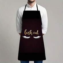 1PC Fashion False Eyelash Pattern Apron Creative Eye Makeup Element Kitchen Waist Apron Women Cosmetic Theme Cooking Stainproof Personalized Lash Art Print Household Apron - B - View 5