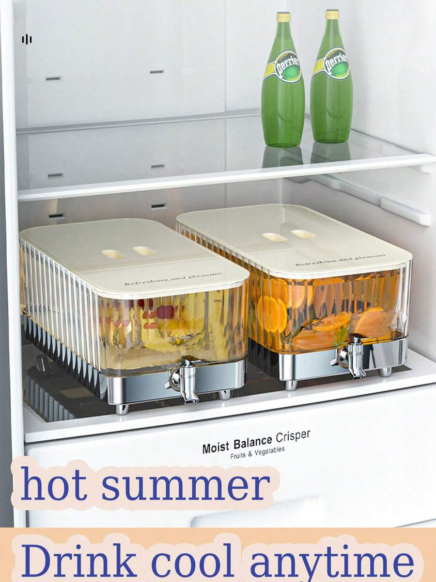 5.3L Large Capacity Beverage Dispenser With Faucet, Leak-Proof Plastic Drink Pitcher With Lid, Cold Drink Container, Easy To Dispense