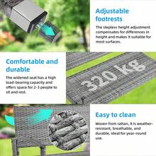 Outdoor Bench Rattan Garden Park Bench Loveseat For Patio,Yard,Front Porch,320kg Capacity,Weatherproof - Grey - View 5