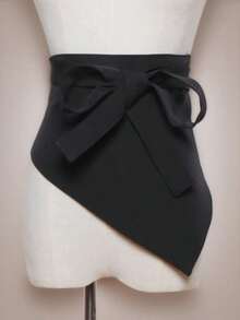 女士腰带围巾，时尚百搭，适合日常穿着 - 黑色 - 查看 4