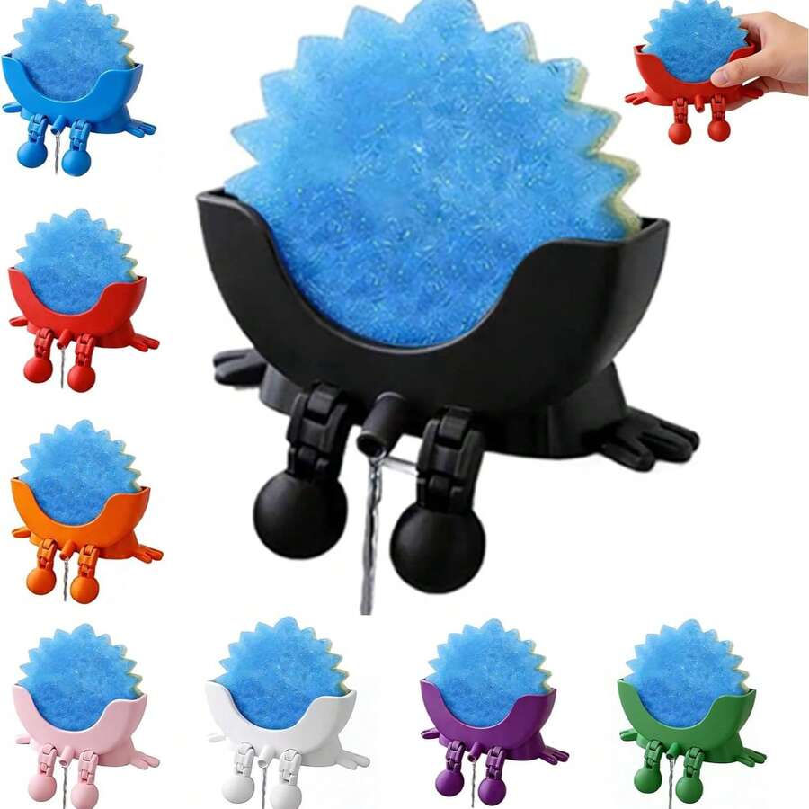 Creative Hanging Sponge Holder With Drainage/Traceless Glue, 3D Printing Countertop Funny Sponge Holders For Kitchen Sink, Keeps Your Sponge Dry & Smiling, For Holder - Multicolor - View 1