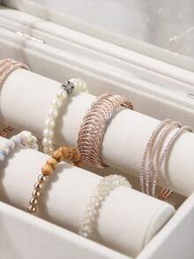 Jewelry Storage Organizer Box With 2 Rods For Bracelets And Bangles - màu đen - Xem 4