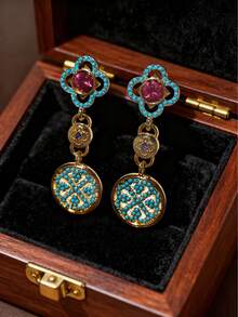 1 Pair Fashionable Luxurious Elegant Dangle Earrings, Suitable For Daily Wear, Festivals, Parties, Girlfriend Gift, Jewelry Accessory - Gold - View 2