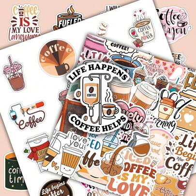 50 miếng dán trang trí hình vẽ hoạt hình tối giản tông màu nâu, dùng cho sổ lưu niệm, sổ kế hoạch, album, đồ dùng văn phòng phẩm, nhãn dán ngộ nghĩnh cho Kindle.