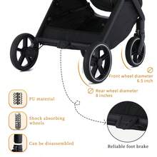 Lightweight Baby Stroller, Foldable Stroller Infant, One-Touch Collection, Adjustable Backrest, Breathable Mesh, Easy To Carry, Suitable For Travel - Brown - View 9