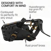 Bozal de perro de cuero duradero - Bozal de transpirable anti-mordeduras, adecuado para perros medianos y grandes - Negro - Ver 11