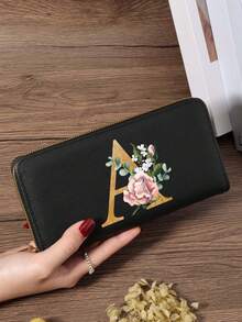 Fashion Women's Wallet, Simple And Portable Long Wallet, Vibrant Letter Printing Design, Lightweight And Durable, Suitable For Daily Use - Burgundy - View 43
