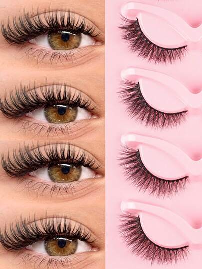 5对猫眼假睫毛，欧美风格，浓密卷翘，打造迷人妆效！D型卷翘，6-14mm混合长度，打造自然层次感，根根分明，轻松打造精致大眼妆。专为新手设计，在家即可快速DIY，大大节省化妆时间，持久耐用，适合通勤、约会、派对等各种场合。