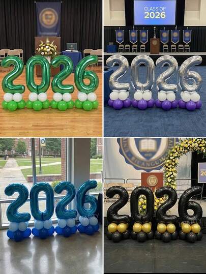 36pcs/Set Graduation Ceremony Decoration Balloon Set (6 Styles), 32-Inch Gold/Black/Silver/Green/Blue "2026" Foil Balloons For 2026 Graduation Party Decoration, 10-Inch Blue/White/Green/Purple/Gold/Black Latex Balloons For Graduation Balloon Arch Decor