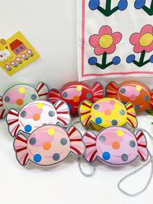 1 pieza Bolso de hombro mini de cuero sintético con cierre de cremallera, estilo lindo y adecuado para uso diario para niña joven - dulce - Ver 1