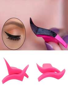 1 Pair Wing-Shaped Eyeliner Stamp, Eyeshadow Stencil, Makeup Template, Shaping Beauty Tool Accessory, Classic Style Or Dramatic Style - Pink - View 2