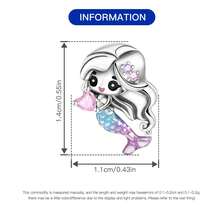 CYMYSS 1件可爱卡通风格立方氧化锆镶嵌精致爱心和鱼尾细节美人鱼吊坠，女士珠宝礼物，情人节/生日礼物 - 彩色 - 查看 5