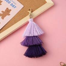 1pc 50*167mm Bohemian Style Colorful Pom Pom Tassel Keychain, Cute Backpack Keyring, 3-Color Agate Tassel Pendant, Wallet Tassel Keychain, New Year Decoration - Tassel Keychain - View 9