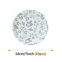 Bộ đồ dùng ăn uống dùng một lần Green Leaf gồm đĩa, khăn ăn và cốc - Bộ 10 người, thích hợp cho tiệc sinh nhật, đám cưới, tiệc theo chủ đề, dã ngoại gia đình. - Kiểu 4 - Xem 10