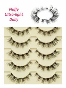 Rikuaild 5 Pairs Natural Look False Eyelashes - Transparent Band Natural Style Fake Lashes, Elongated Outer Corner Design For Natural Makeup Look - Reusable False Eyelashes, Suitable For Dates, Travel - Natural Lashes - View 6