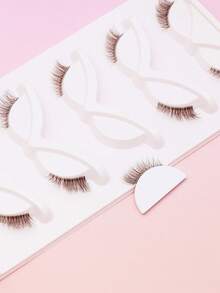 Ayrmilla 5 Pairs Brown Half-Eye False Eyelashes, Korean Occasional Eye Makeup, DIY Transparent Natural Curly Thin Outer Lashes, Natural Curl, Delicate Outer Lashes, Soft Crossing Lashes - Brown - View 4