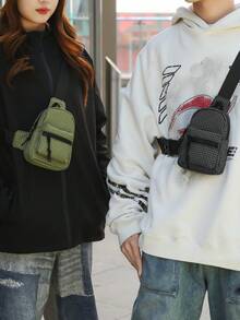 TIANDINGYU 时尚胸包，男女通用，简约小包，酷炫格纹手机袋，休闲街头风迷你腰包，运动骑行手机零钱包，节日礼物 - 彩色 - 查看 10