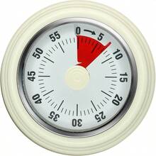 Temporizador de cocina, reloj temporizador de cocina para chef con alarma fuerte, cuenta regresiva de 60 minutos, mecanismo de reloj mecánico - sin baterías requeridas - base magnética, temporizadores visuales para cocina, estudio, trabajo, gimnasio (blanco) - Blanco - Ver 1