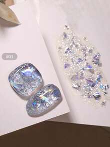 2026新款，12毫升容量，情人节礼物，春夏必备，梦幻全息碎冰，美人鱼仙子云锦闪粉，闪亮粉色，超细闪片，糖果冰透明指甲油。季节流行星光磁性持久亮泽指甲油，可搭配底油和亮油使用。 - 彩色 - 查看 6