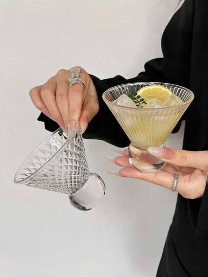 1个复古香槟杯，高端冰淇淋杯，条纹设计冰咖啡杯，适用于果汁、香槟、鸡尾酒，适合派对、聚会、婚礼、厨房