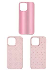 3pcs Set Soft Faux Leather Texture Bowknot/Stripe/Polka Dot Phone Case, Cute Girly Aesthetic Design, Shock-Resistant Protective Cover Compatible With IPhone & Galaxy - Multicolor - View 13