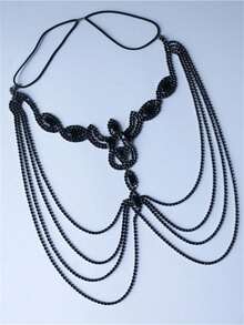 1个性感黑色流苏面具，女士派对化妆舞会配饰，神秘面具 - 黑色 - 查看 4