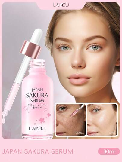 LAIKOU 1瓶莱寇日本樱花深层滋养面部精华液，30毫升，肌肤焕活精华，收缩毛孔，便携装，适合旅行，是送给女性、母亲、妻子、姐妹、青少年、女友的绝佳礼物，也是母亲节的理想之选。