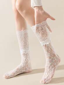 1 Pair Thin Sexy Solid Color Mary Jane Net Mesh Ankle Socks, Sweet Style For Spring/Summer - View 7