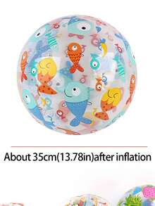 1/3/5pcs Transparent Printed Inflatable Beach Balls, Animal & Fruit Patterns, Suitable For Beach, Outdoor Party, Water Games, Durable PVC Material, Random Assorted - Multicolor - View 5