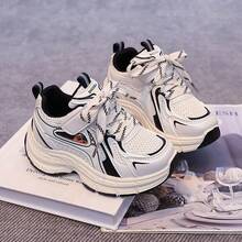 1双 2026 儿童复古休闲厚底运动鞋 - 黑與白 - 查看 3