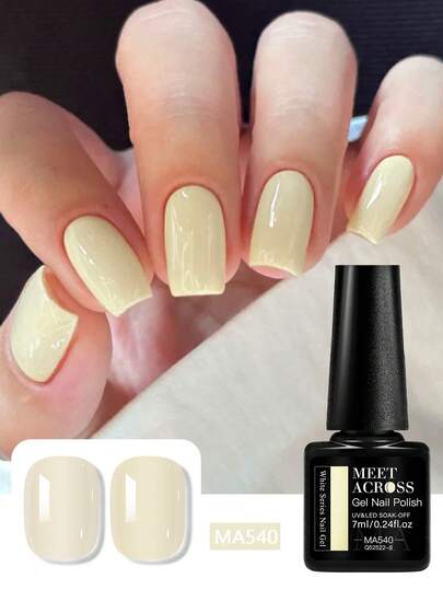 1 pieza Esmalte de uñas en gel de 7ml de color amarillo lechoso, gel de uñas cristalino y traslúcido con efecto de luz de luna, barniz en gel UV que se retira con remojo para uñas de verano, suministros de manicura y arte de uñas DIY para el hogar y el salón