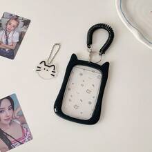 Transparent Cute Cat Ear Student Card Holder, Suitable For Campus Card, Meal Card And Bus Card, With Lanyard To Protect Campus ID - Rectangle - View 4