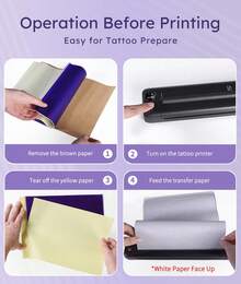 RONGTA F81s Tattoo Stencil Printer, Comes With 5 Free Tattoo Papers, Compatible With Phone/Computer/Tablet, 203DPI High-Definition Inkless Printing, Suitable For Studios/Beginners, Tattoo Machine, Portable Tattoo Machine - Purple - View 3
