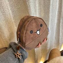 1个栗子图案零钱包，可爱高品质大容量化妆包，学生铅笔盒 - 栗子 - 查看 3